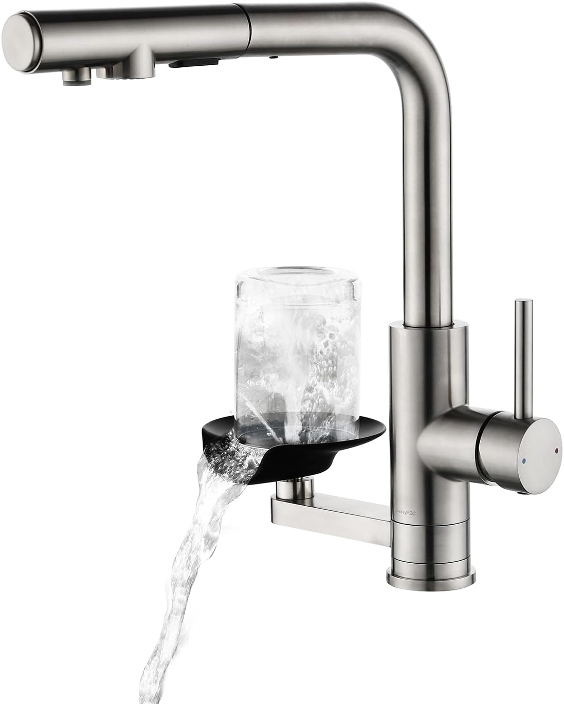 Detalle de LakeBayMZC MZC-YN-S3049-5J – trójdrożna bateria kuchenna 304 z wyciąganą wylewką