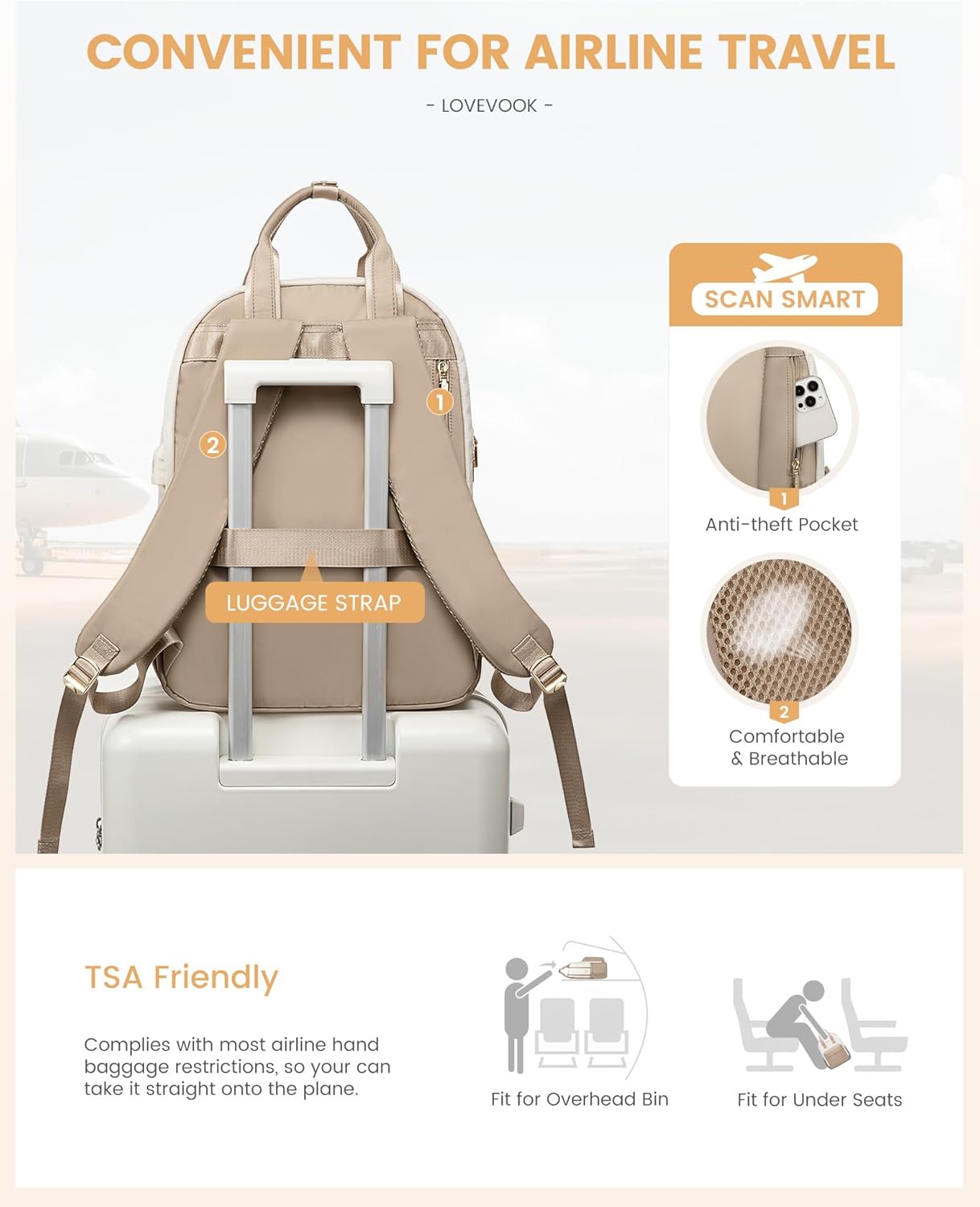 Thumbnail 6 de LOVEVOOK Women's 15.6 Inch Laptop Backpack: Stylish, Durable & Travel-Ready