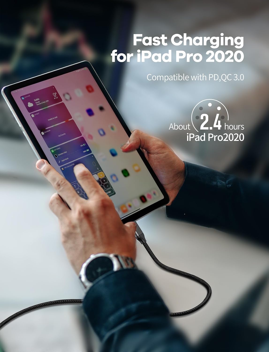Detalle de USB-C PD100W to USB-C Cable 2m: Fast Charge & Data for latest devices