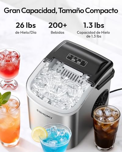 Thumbnail 2 de EUHOMY Máquina de Hielo 12 Kg/24H con 9 cubos en 6 minutos, autolimpiante y 2 tamaños