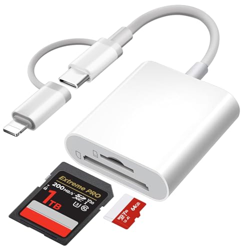 Lector SD USB‑C y Lightning de Ticenpe (Apple MFi) para iPhone/iPad, Mac y más