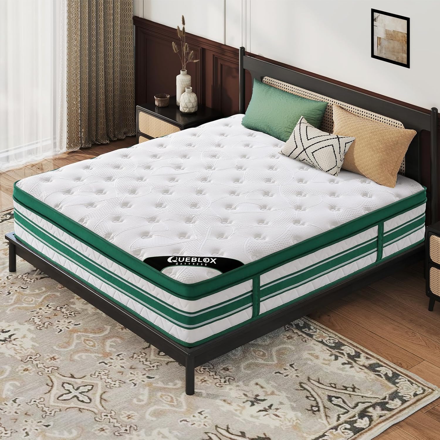 Thumbnail 1 de Queblox Double Mattress 4FT6 11Inch 7-Zone Memory Foam Pocket Sprung Medium Firm (135x190x28 cm)