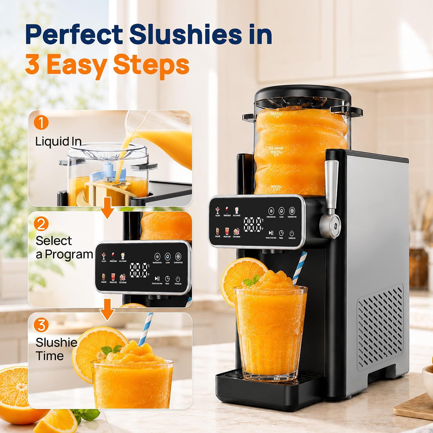 Detalle de SiroSage Slushie Machine for Home – 6 Presets, No Ice Needed, 1.2L Capacity