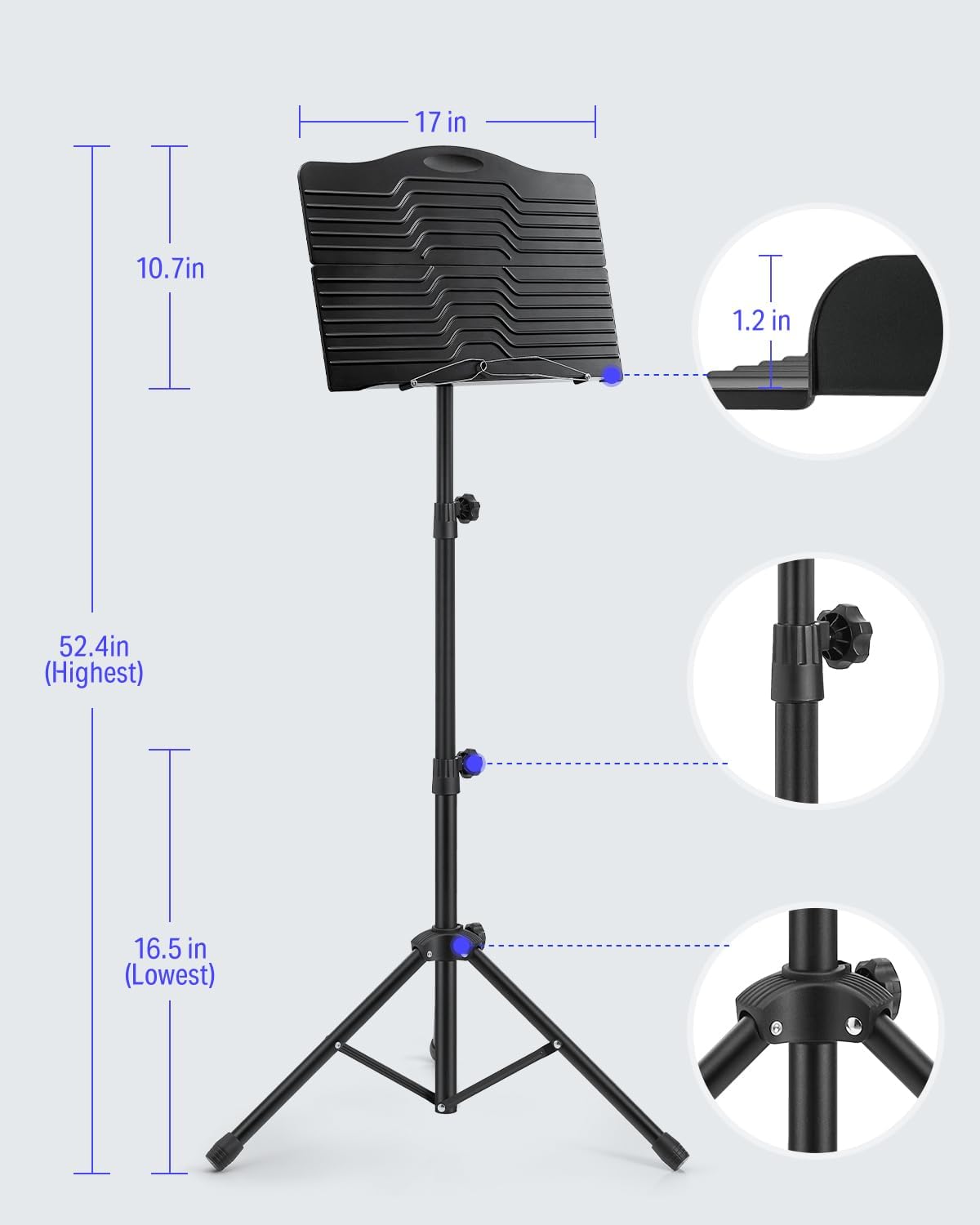 Thumbnail 4 de Donner DMS-1 Sheet Music Stand with USB Light, Carrying Bag, and Tabletop Mode