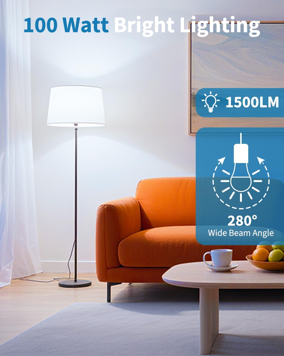 Detalle de TJOY QANNB2 A19 LED Bulbs, 12-Pack, 5000K Daylight, 1,500 Lumens