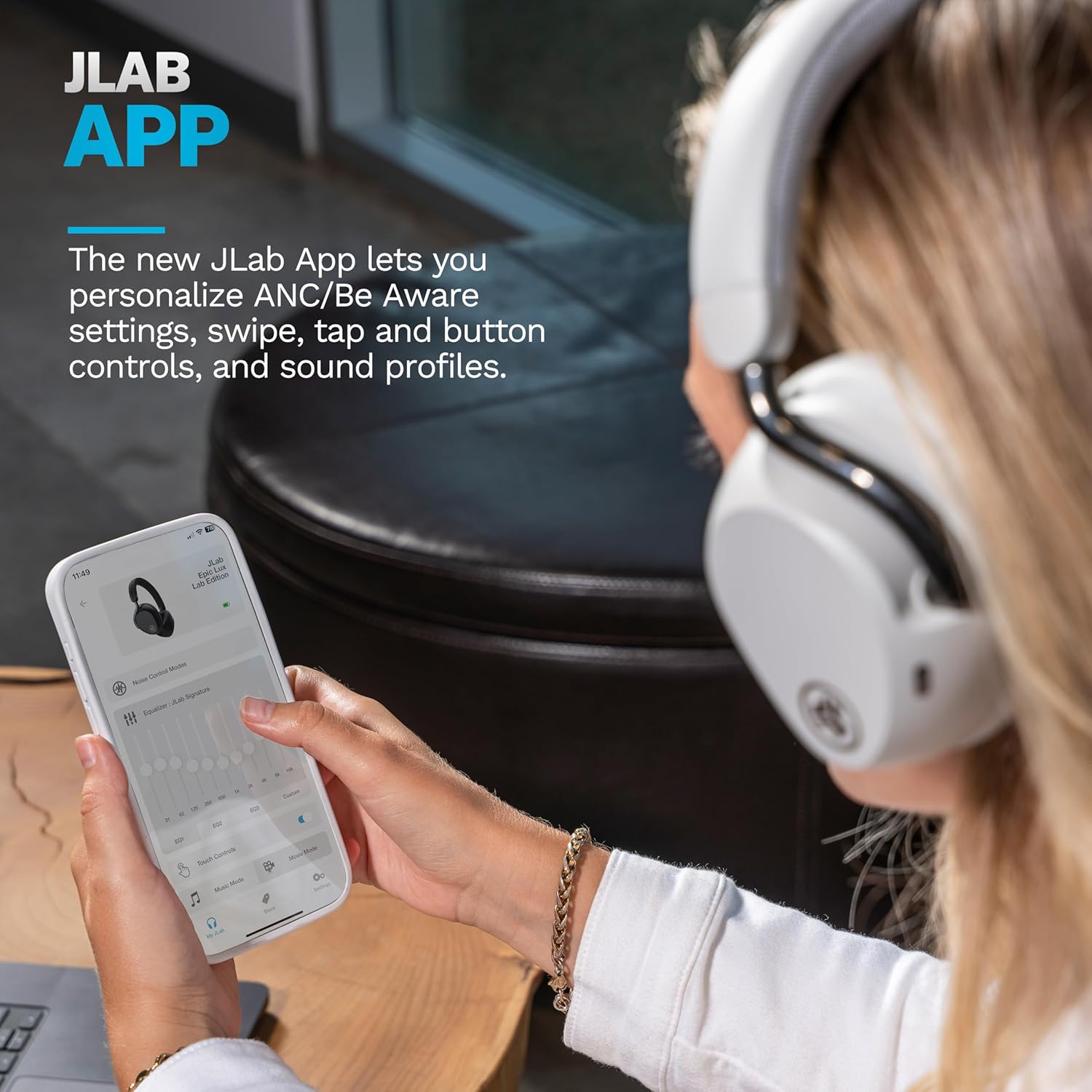 Thumbnail 6 de JLab Epic Lux Lab Edition : casque Bluetooth pour enfant avec ANC, pliable et jusqu’à 48+ h d’autonomie (nuage blanc)