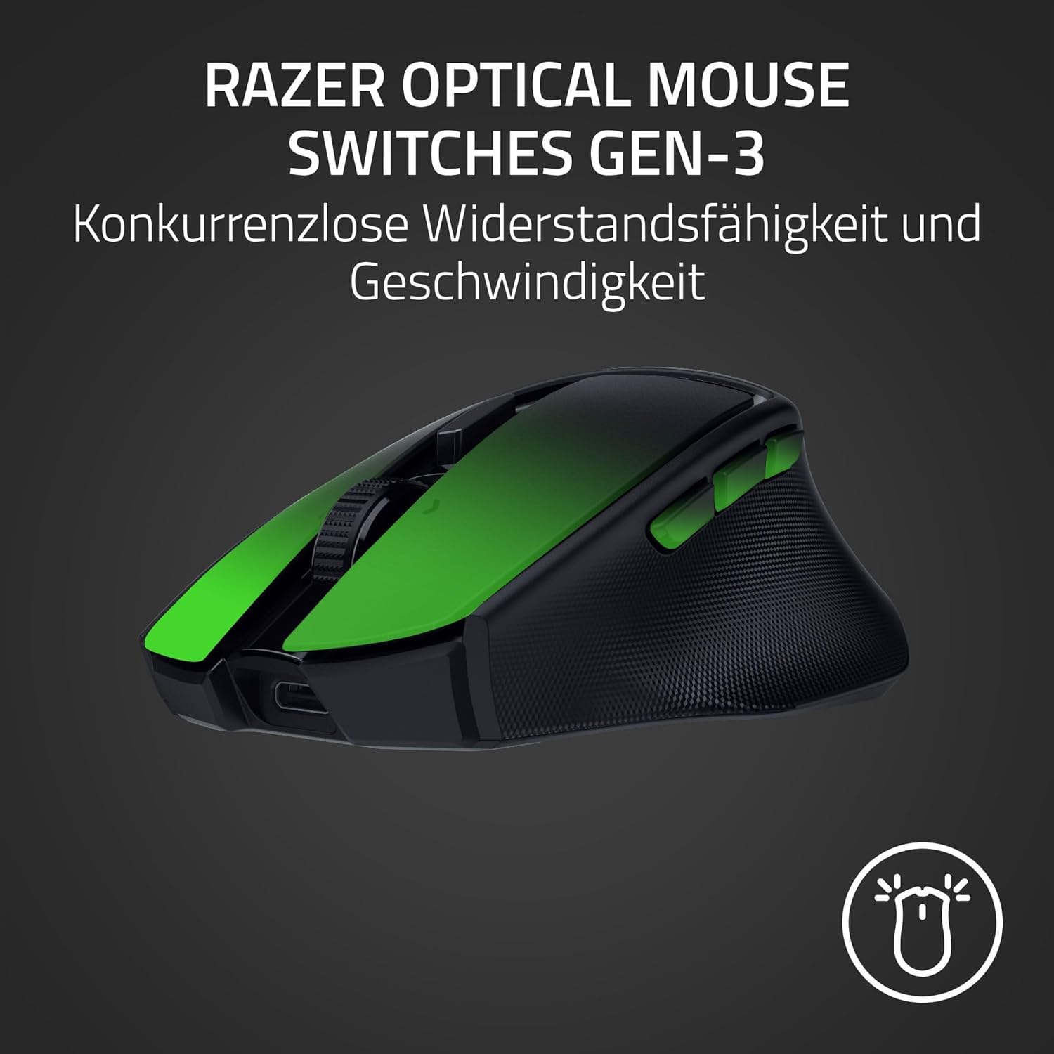 Thumbnail 5 de Razer Basilisk Mobile – kompakte kabellose Gaming-Maus mit Focus X 18K Sensor und Tri-Mode-Konnektivität (AI Prompt Master) Schwarz