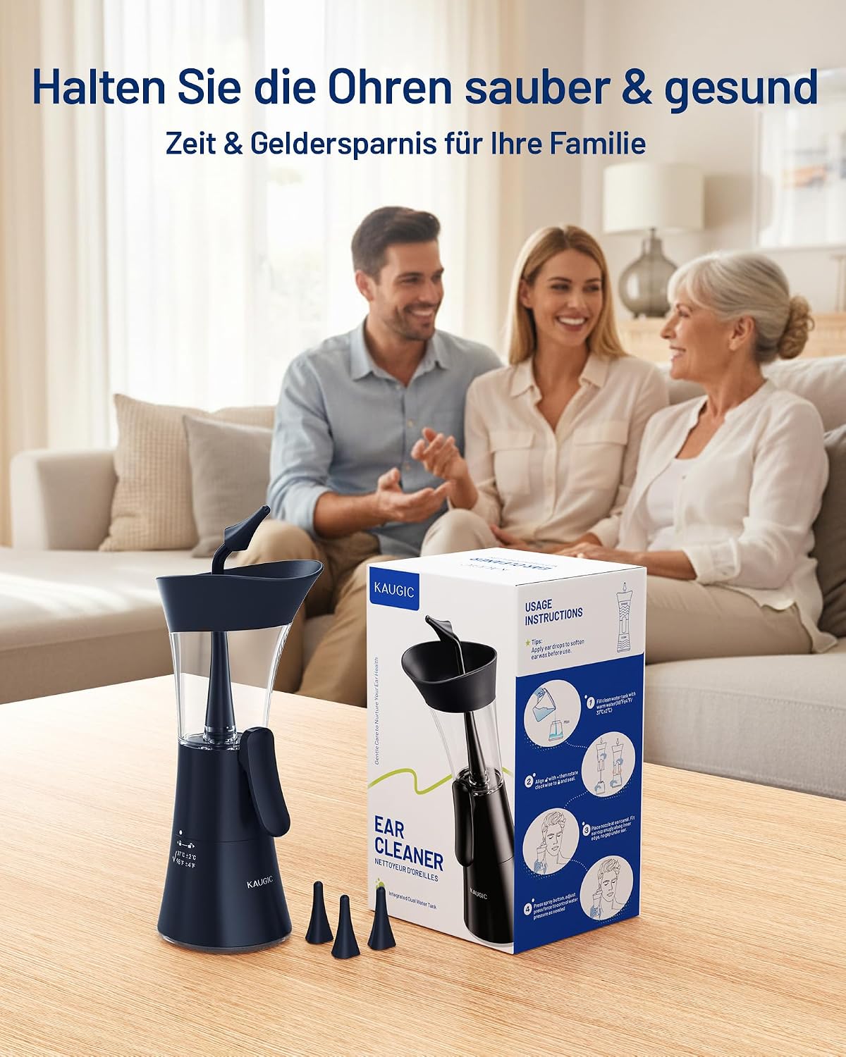 Thumbnail 6 de KAUGIC Manuelles Ohrenschmalz-Entfernungsset 2-in-1-Ohrreiniger mit Einhandbedienung, dunkelblau