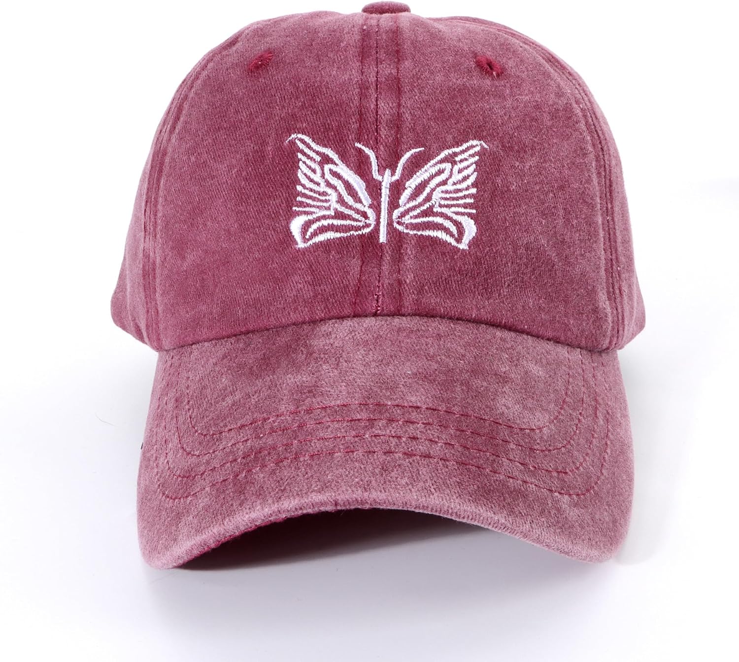 Detalle de HeyCaps Women's Baseball Cap with Butterfly Embroidery and Ponytail Hole