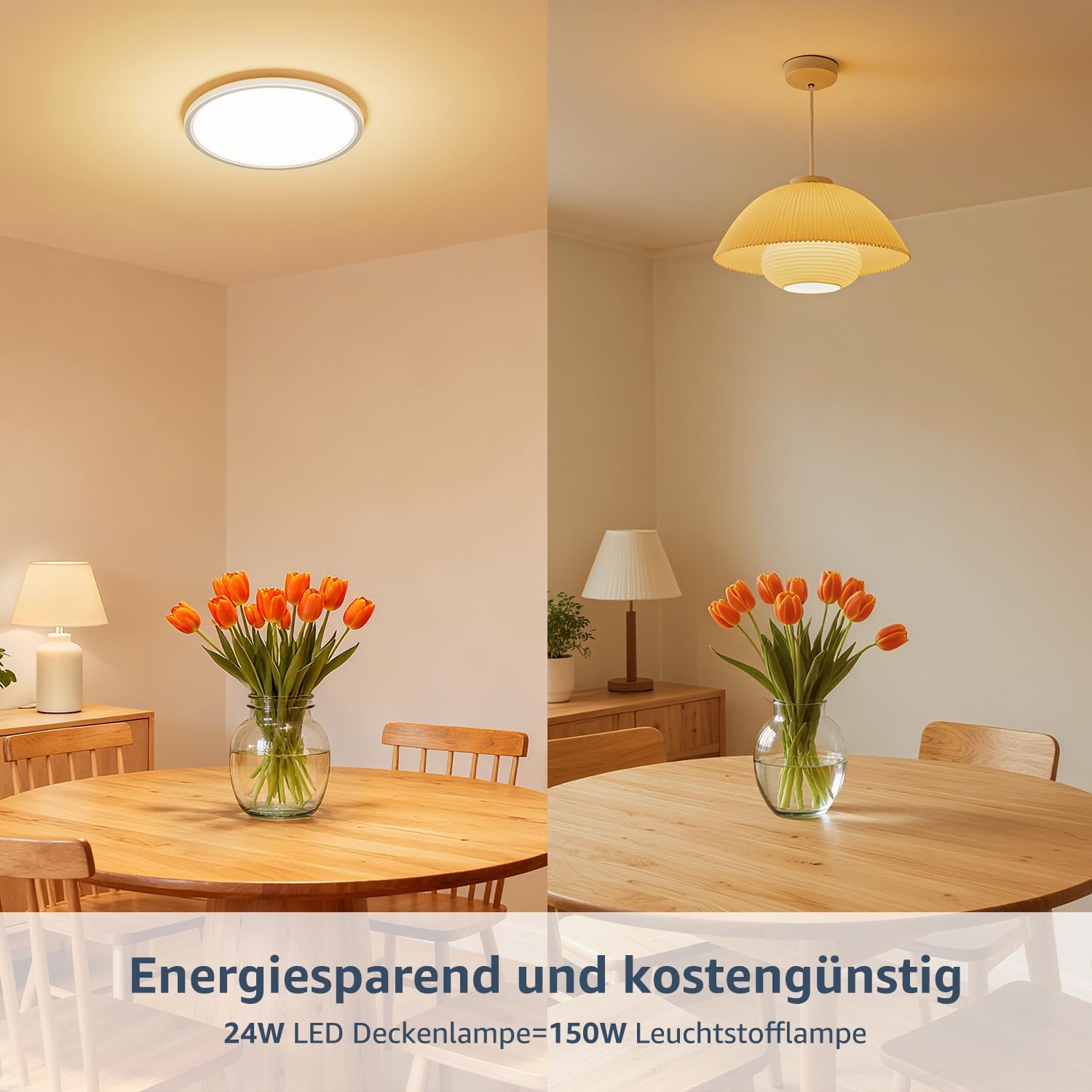 Detalle 2 de Lepro Deckenlampe 24W IP44 – wasserdichte LED-Deckenleuchte für Bad, Küche und Wohnbereiche