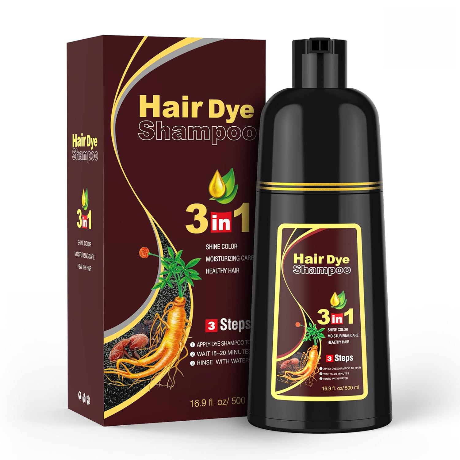 Detalle de Hair Dye Shampoo für graues Haar – Dunkelbraun, 500 ml, 10 Anwendungen
