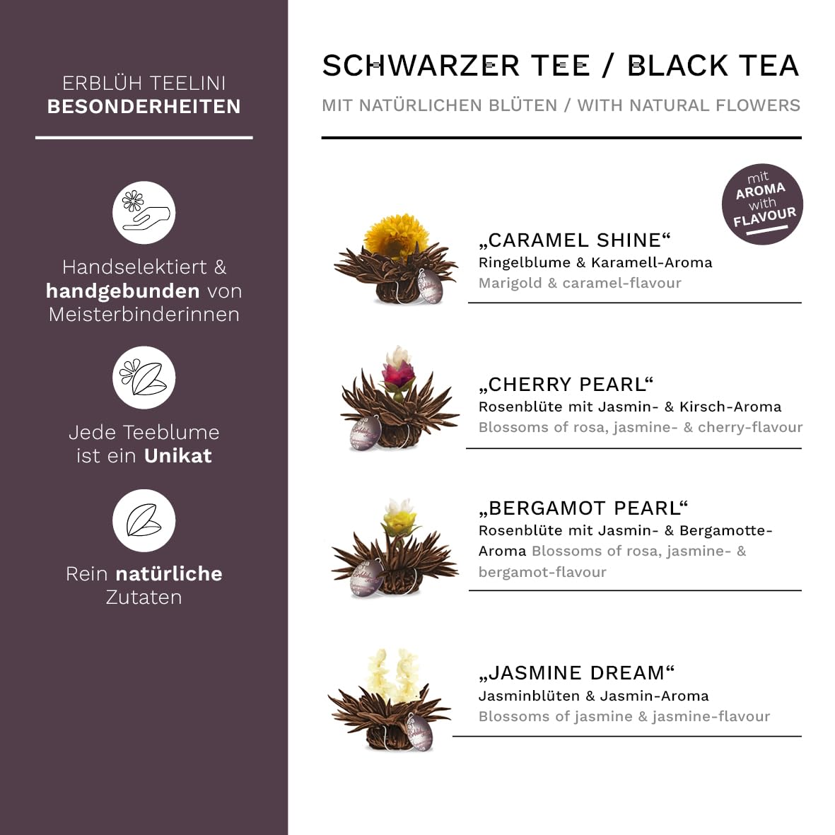 Thumbnail 3 de Creano Teeblumen Mix 6er ErblühTeelini – Schwarzer Tee in edler Magnetbox