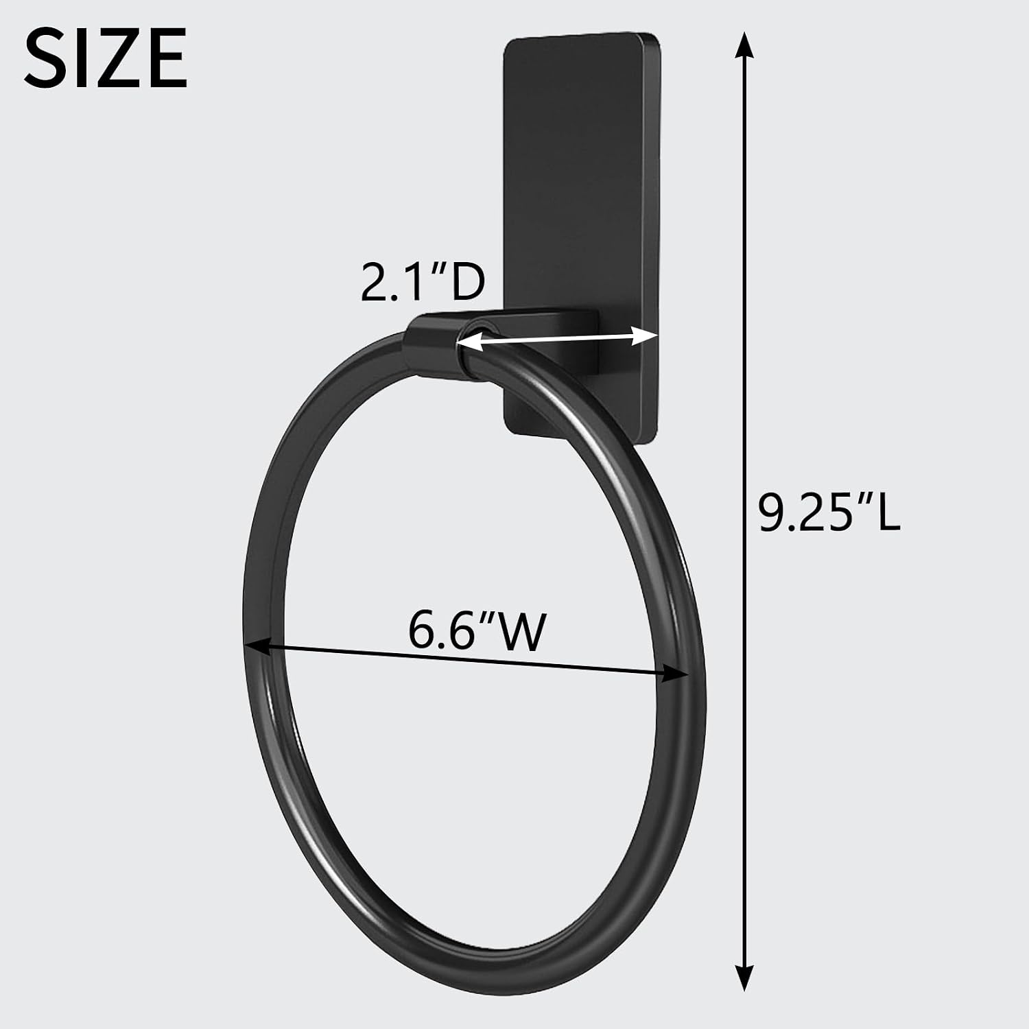 Detalle 2 de STWWO 104108011 Adhesive Towel Ring, Black Stainless Steel and Aluminum