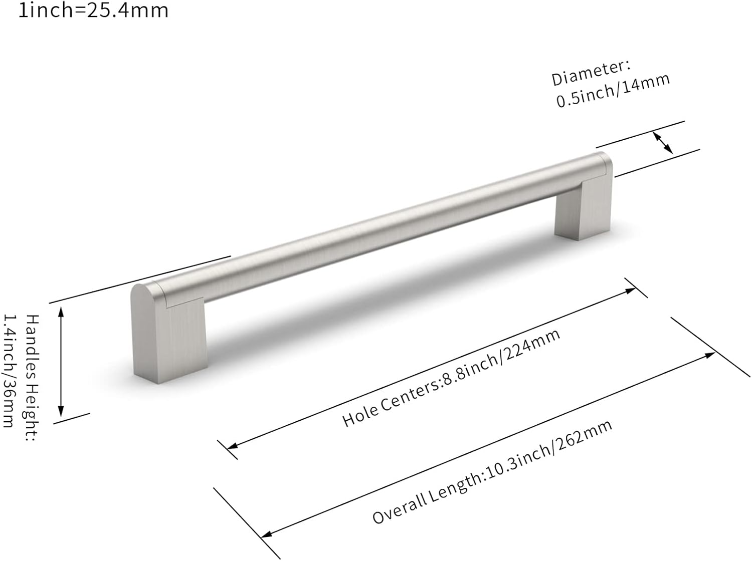 Thumbnail 3 de FURNIWARE 10 Pack Cabinet Pulls – Brushed Nickel, 224mm Centre-to-Centre Stainless Steel Handles