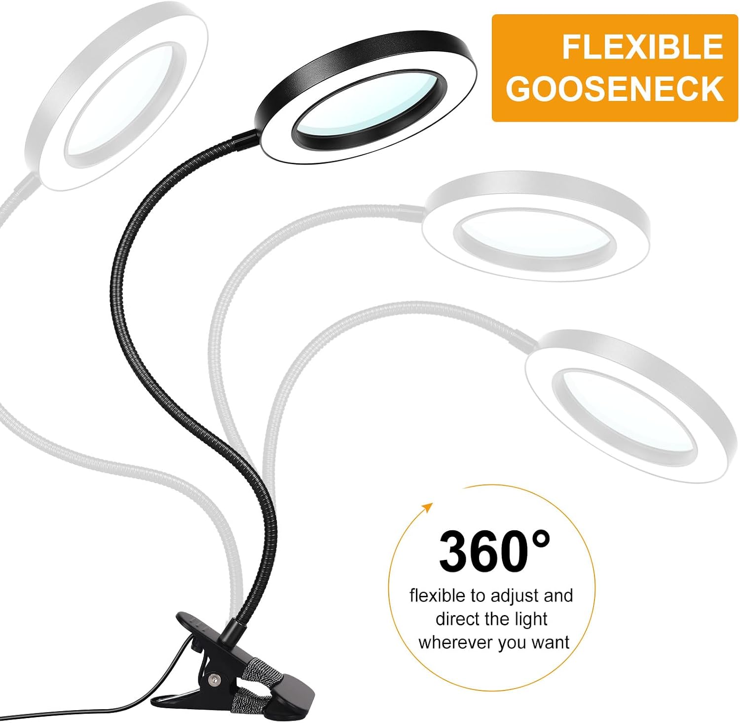 Detalle de iVict iVi005 10X Magnifying Lamp with Clip, 72 LEDs and Flexible Gooseneck