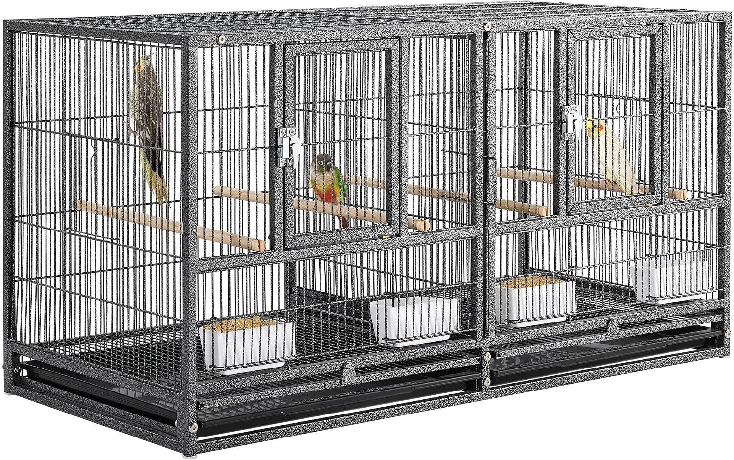 Yaheetech Cage Oiseau Volière 95,5 x 45,5 x 52,5 cm – double espace, métal antirouille