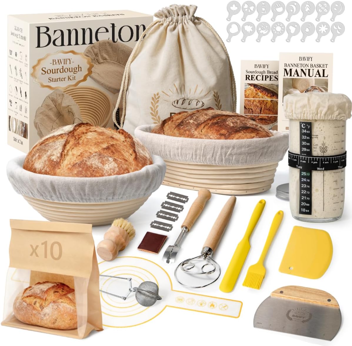 Detalle de BAVIFY Sourdough Starter Kit 10" 🍞