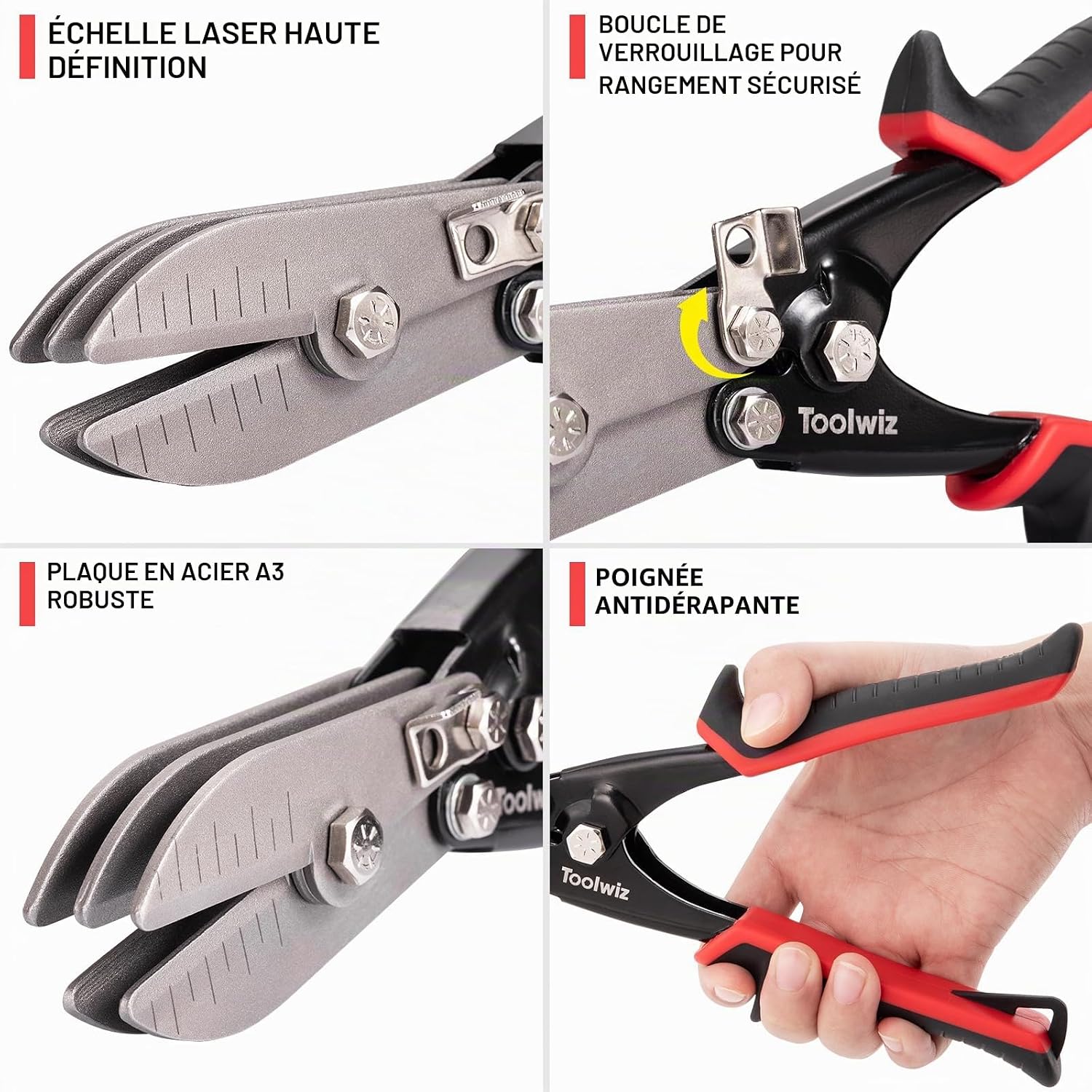 Detalle 2 de Toolwiz TMC4065 krimptang met 5 messen voor plaatwerk van 24-26 gauge