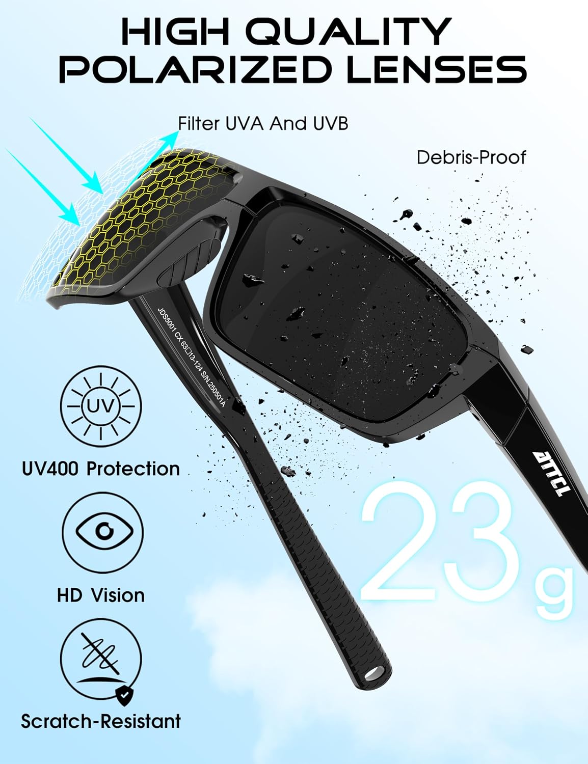 Thumbnail 3 de ATTCL Polarised Sunglasses for Running: UV400 TR90 Lightweight Sports Glasses