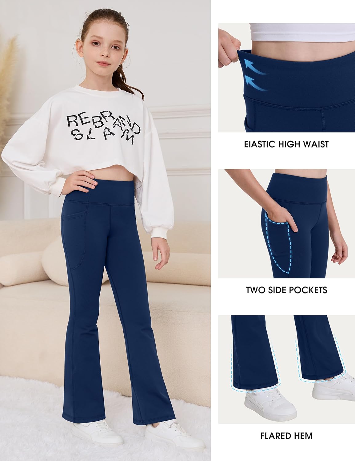 Thumbnail 3 de Desol 2er-Pack Thermo-Schlaghose für Mädchen mit Taschen – Flared Leggings für Teenager und Sport