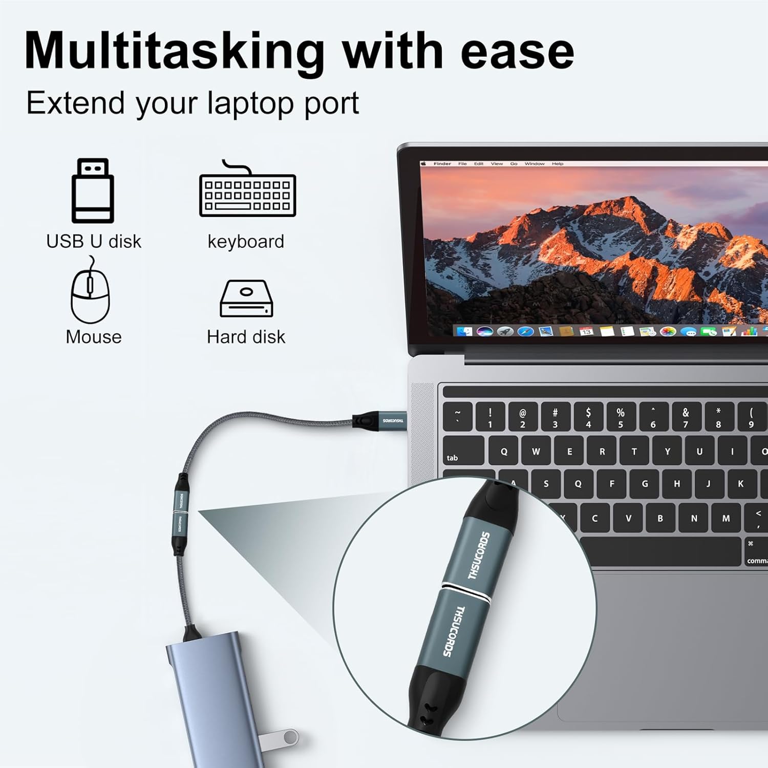 Thumbnail 3 de Thsucords USB C Extension Cable 3M (2-Pack) – USB Type-C 20Gbps 100W, Male to Female