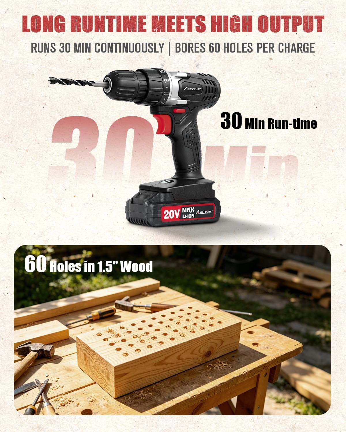 Detalle de AVID POWER Cordless Drill 20V