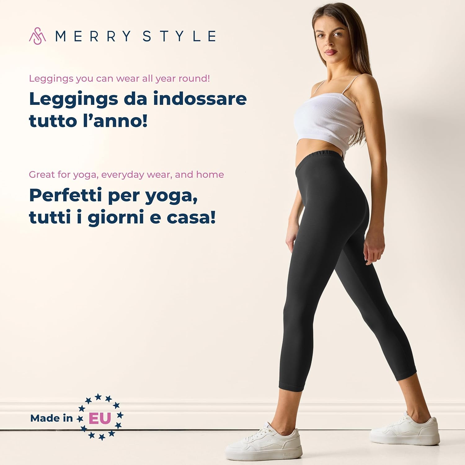 Thumbnail 4 de Merry Style Leggings Donna 3/4 MS10-199 — Pantaloni Capri in cotone, morbidi e confortevoli