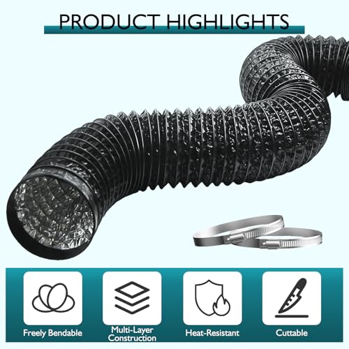 Thumbnail 2 de FanGoFast Abluftschlauch Ø150mm, 6m – flexibler PVC-Alurohr-Schlauch mit Edelstahlklemmen
