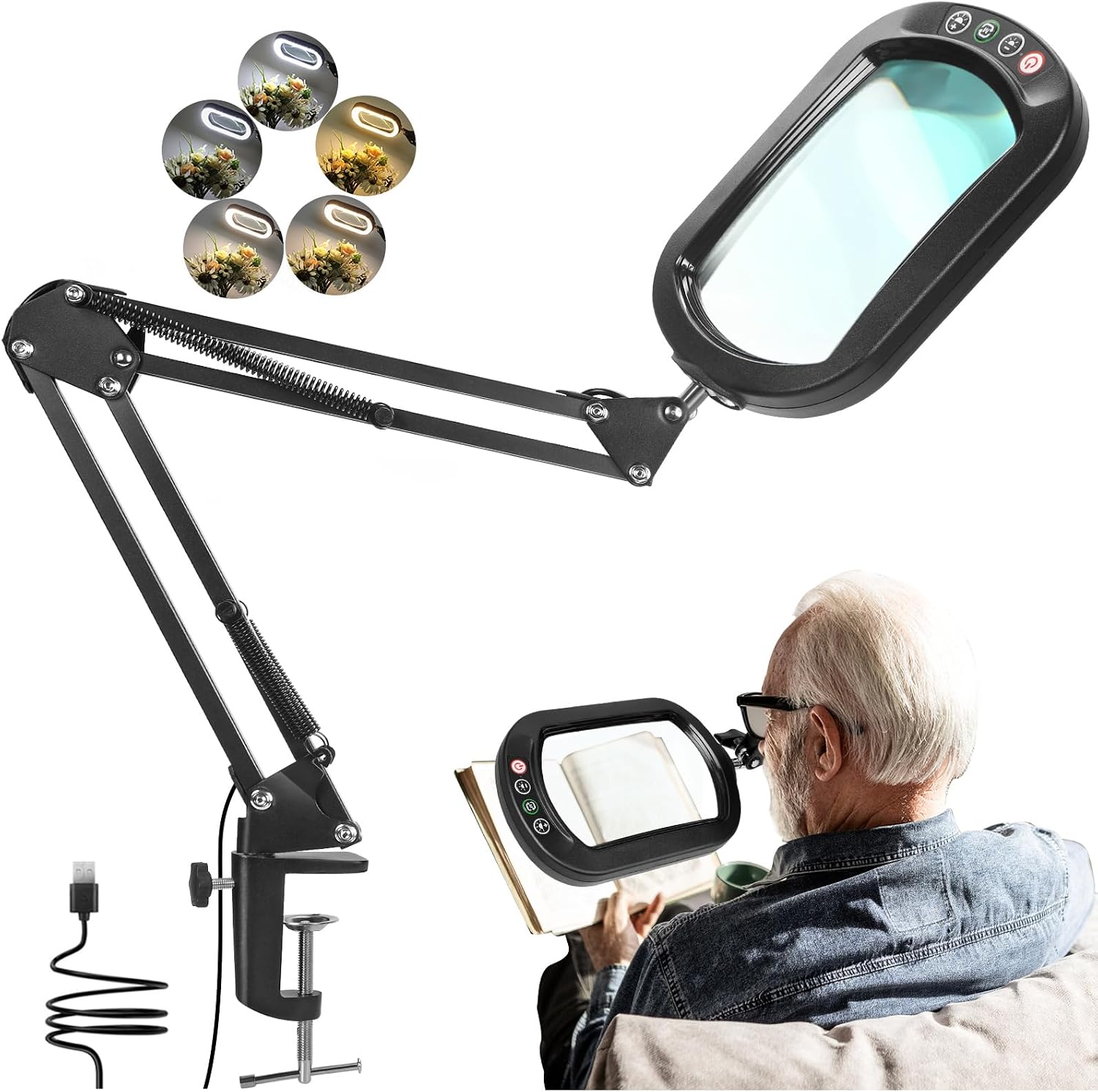 Detalle de 10X Magnifying Glass with Light and Clamp