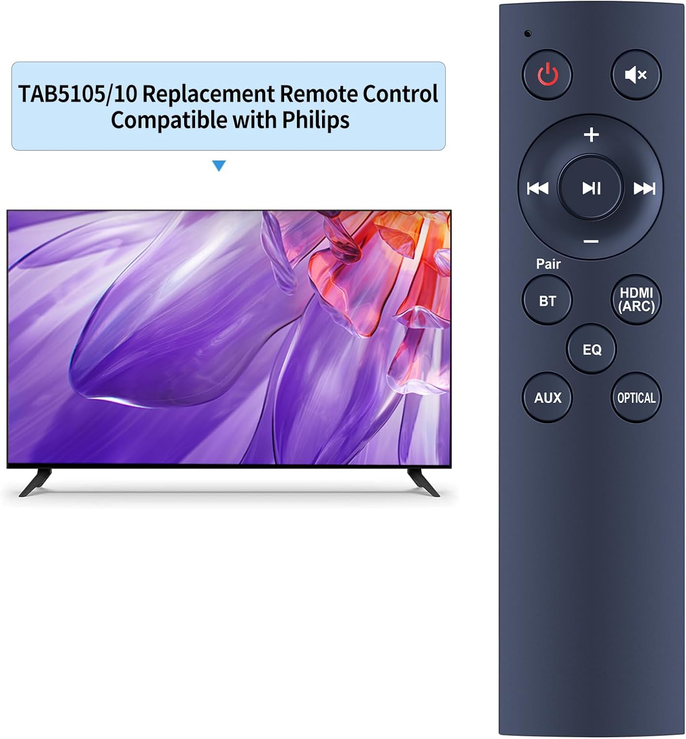 Thumbnail 1 de TCNOUMT replacement remote control for Philips soundbar models TAB5105/10, TAB5108, TAB5305/12 and TAB5306/96