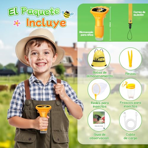 Thumbnail 5 de Microscopio Digital GeschenPark para Niños 1000X con pantalla IPS 2.0” y 8 LED, recargable