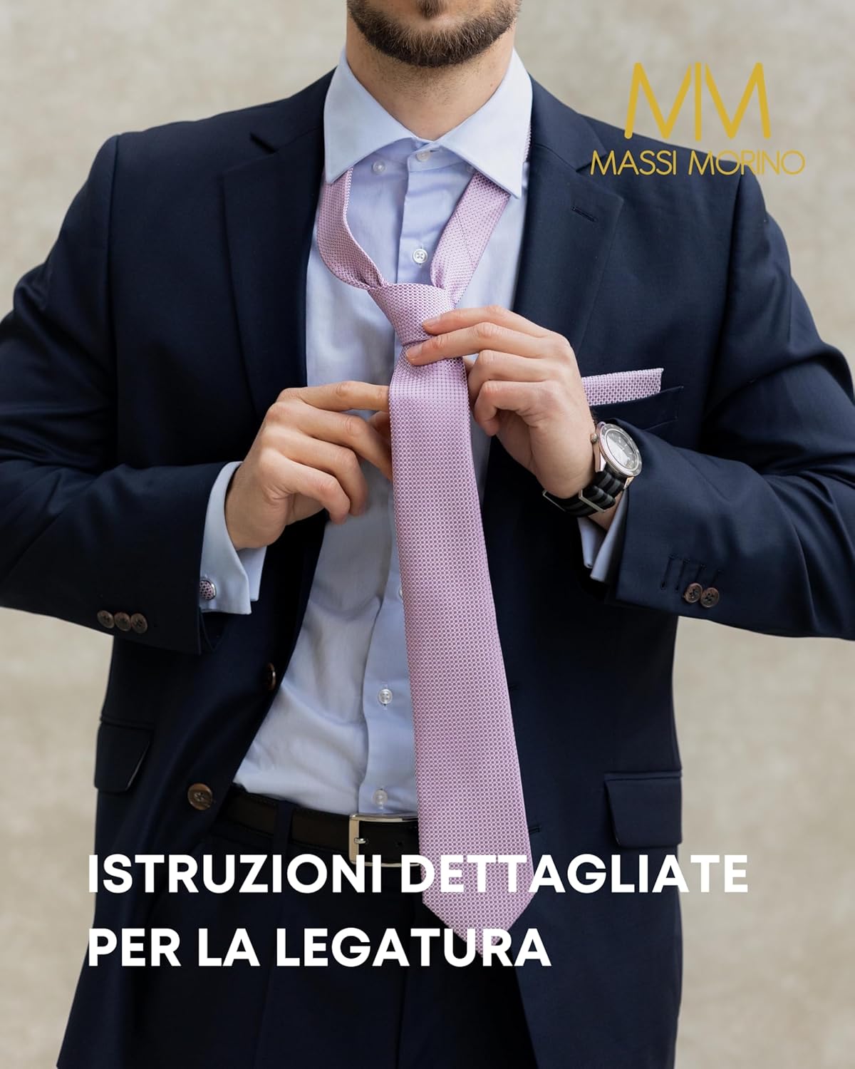 Thumbnail 3 de Massi Morino set cravatta e fazzoletto da uomo con gemelli e fermacravatta (parure regalo)