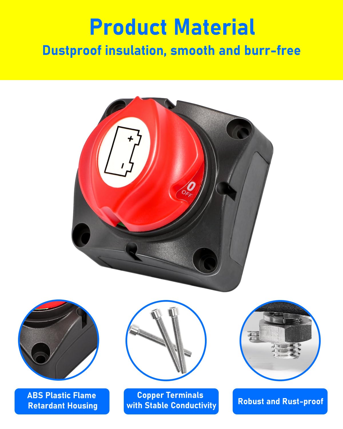 Thumbnail 1 de HOLMOL Batterie Trennschalter 12V/24V/48V (1 Stück) – Hauptschalter für Boot, LKW, Wohnmobil