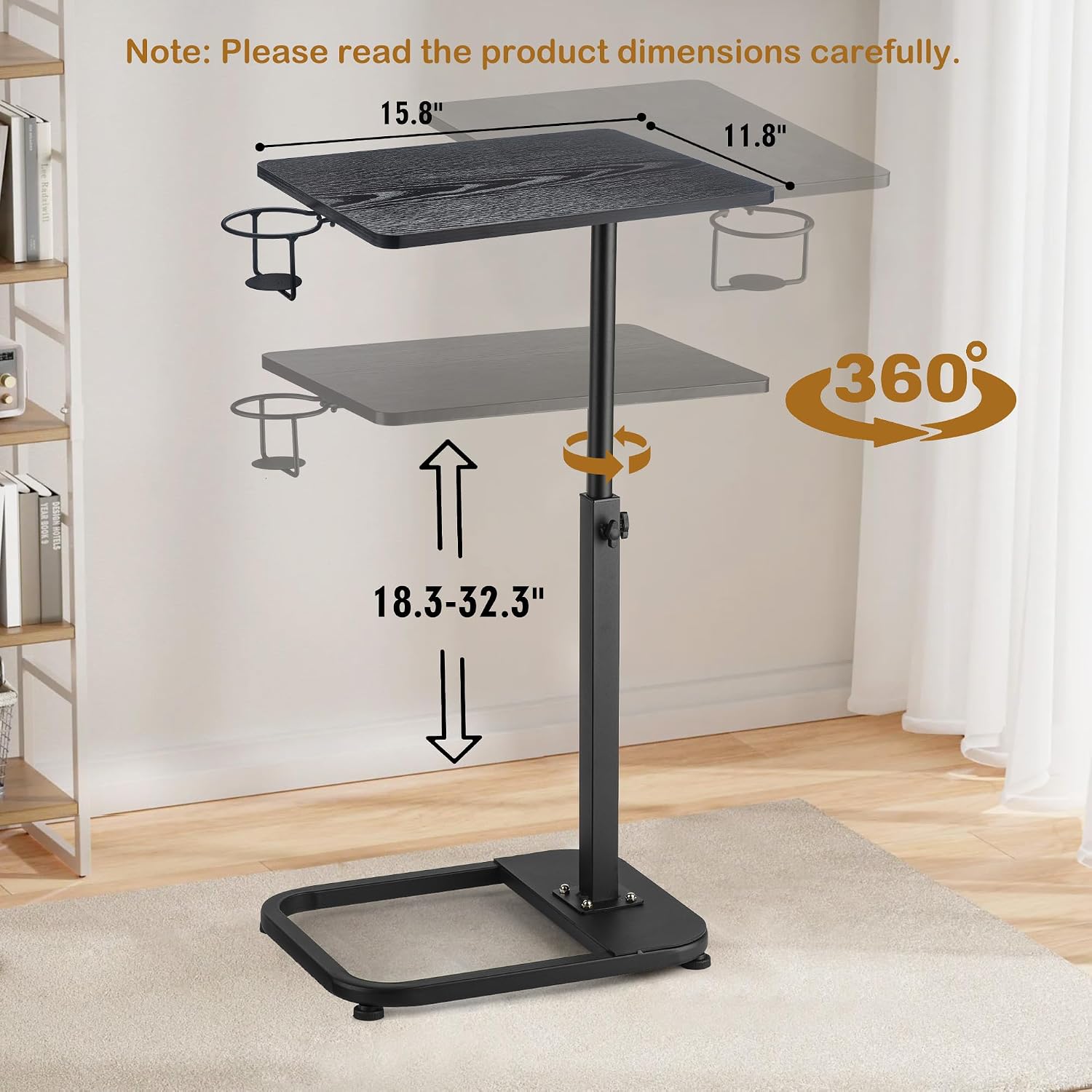 Detalle de Facka C-Shaped TV Tray Table, 18–32-Inch Height