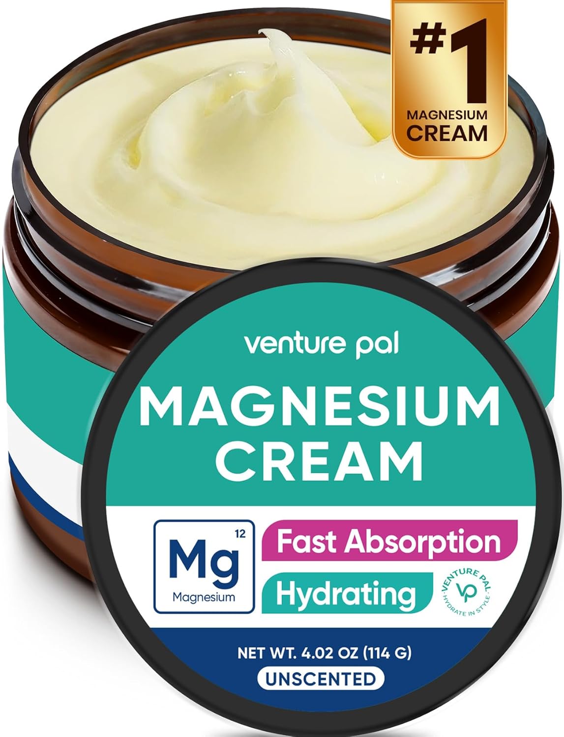 Detalle de Venture Pal Topical Magnesium Cream: Fast-Absorbing Hydration with Coconut Oil, Shea Butter & Hyaluronic Acid