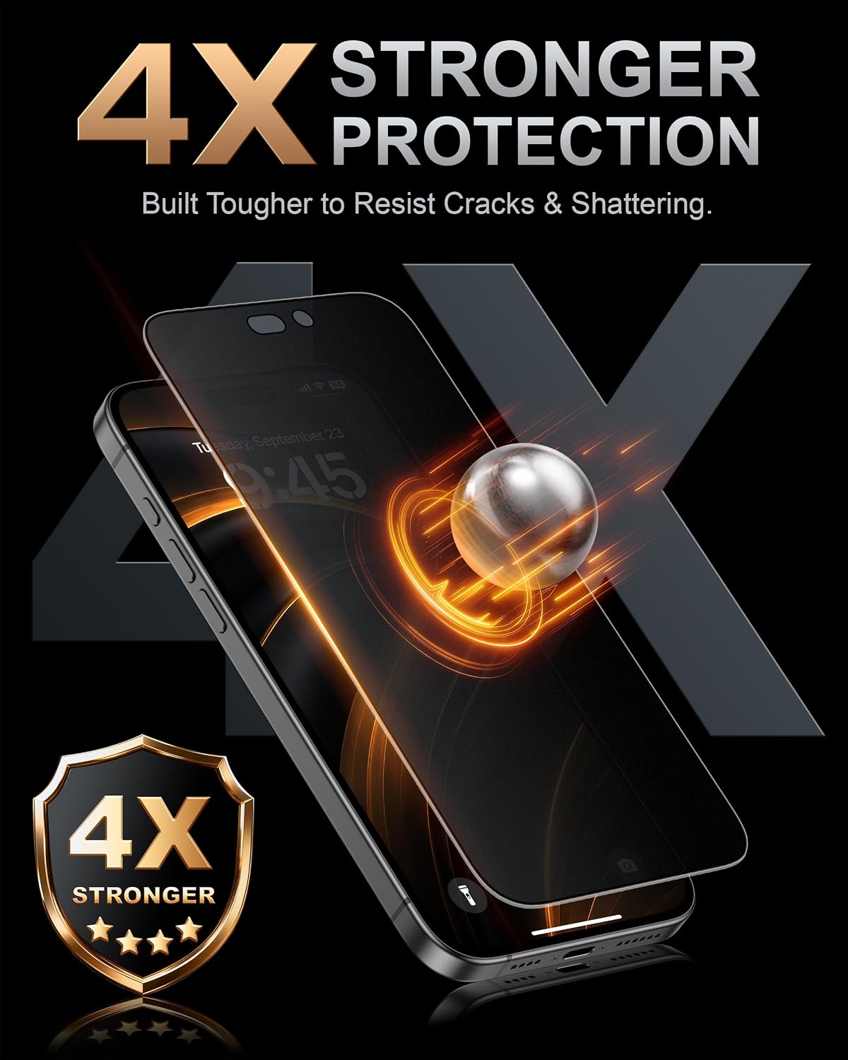 Detalle de Esanik iPhone 18 Pro Matte Privacy Screen Protector, 4-Way Filter, 2+1 Pack