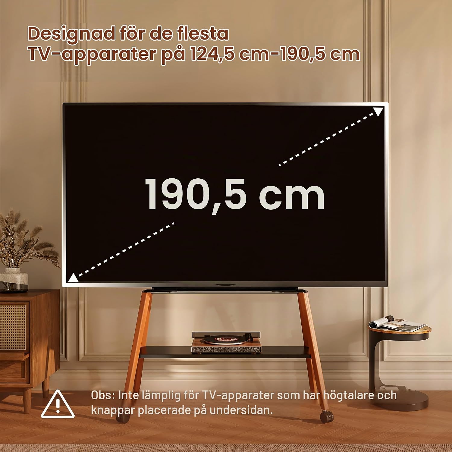 Detalle 2 de ECOTINY TV-stativ på hjul för 49–75 tum, upp till 40 kg