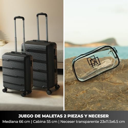 Detalle de NUMADA - Juego de Maletas de Viaje (2 piezas) con neceser regalo | ABS Eco-friendly