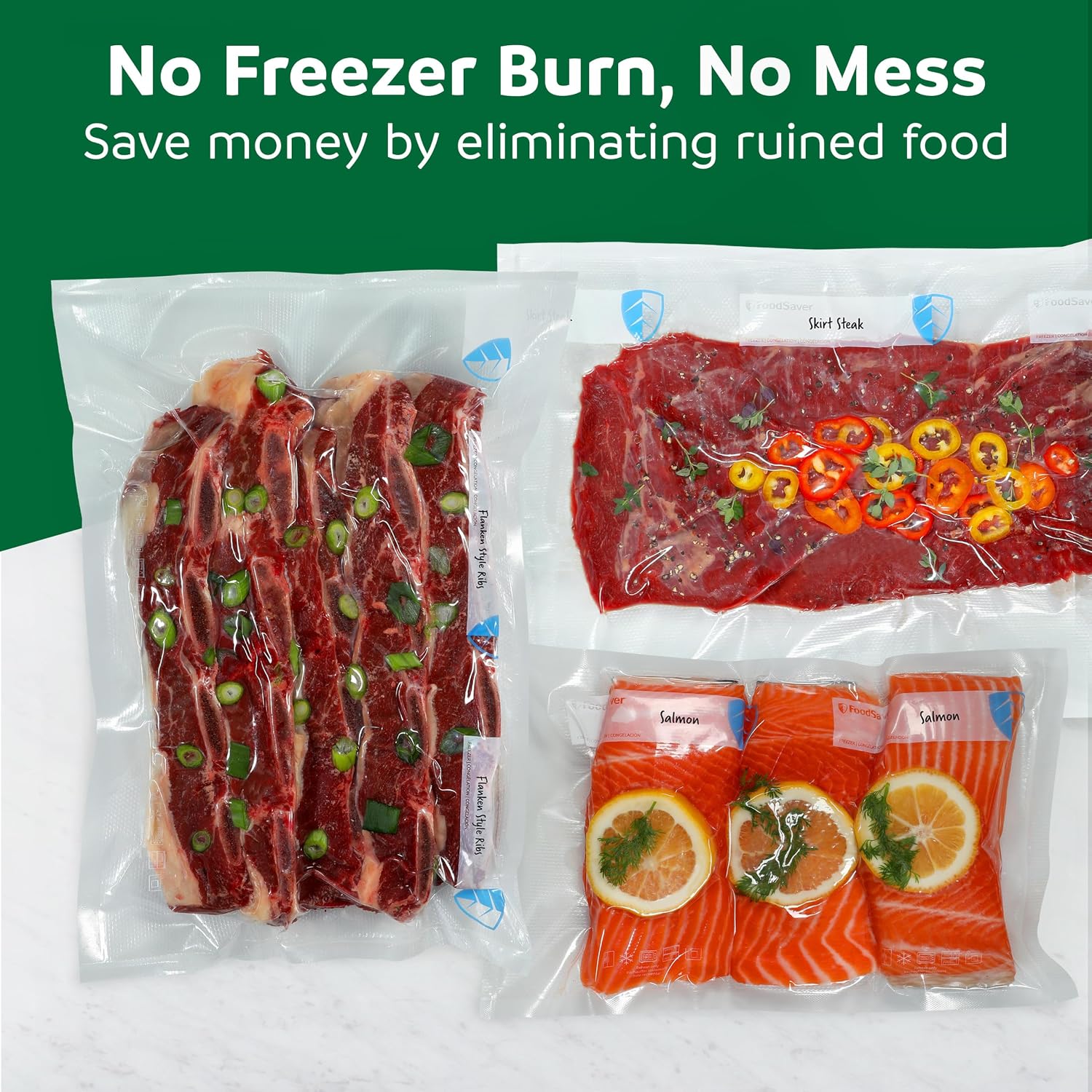 Detalle de FoodSaver 2231952 Vacuum Sealer Rolls, 11 in x 16.25 ft, 4-Pack, BPA-Free