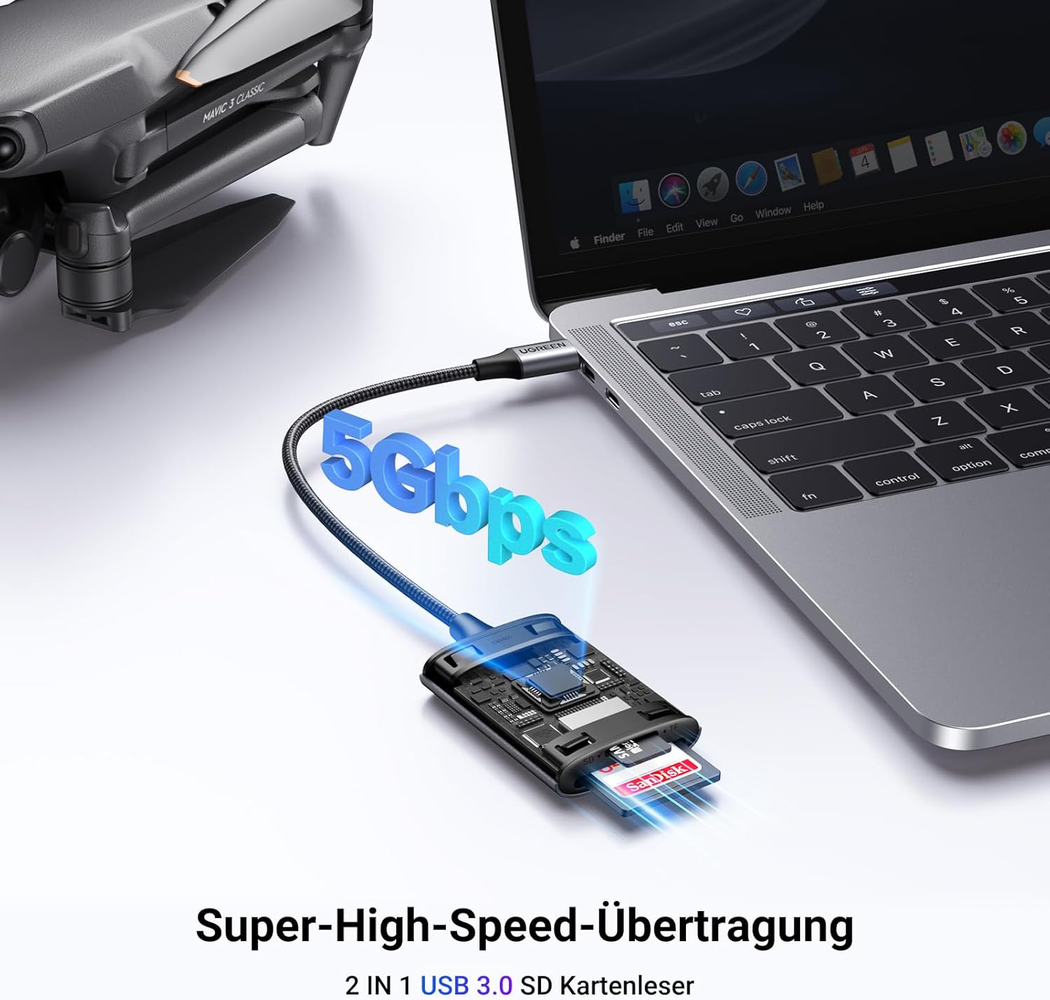 Detalle 2 de UGREEN USB C Kartenleser 170 MB/s SD 3.0