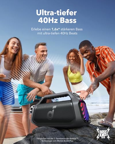 Detalle 2 de Soundcore by Anker Boom 2 Plus – Outdoor-Lautsprecher mit 140 W, 2+2 Stereoklang, IPX7