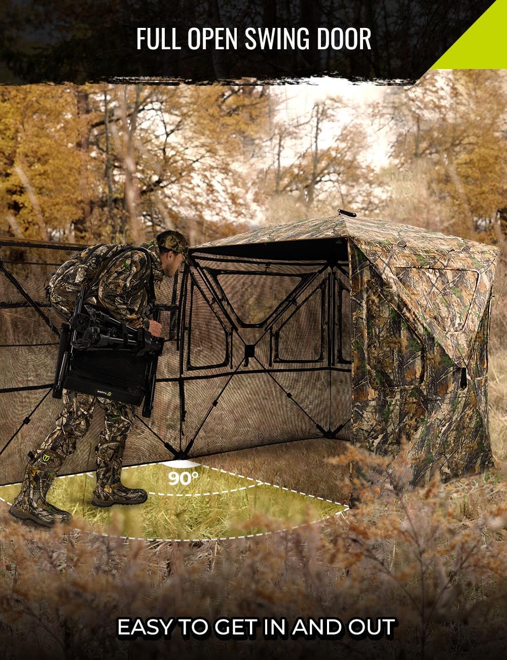 Detalle de TIDEWE BL008-AMZ 360° See-Through Hunting Blind, Pop-Up, 2–3 Person