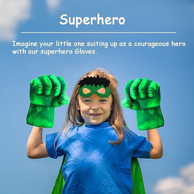 Thumbnail 3 de NuGeriAZ Superhero Hands Plush Costume Gloves with Cape, Green Design