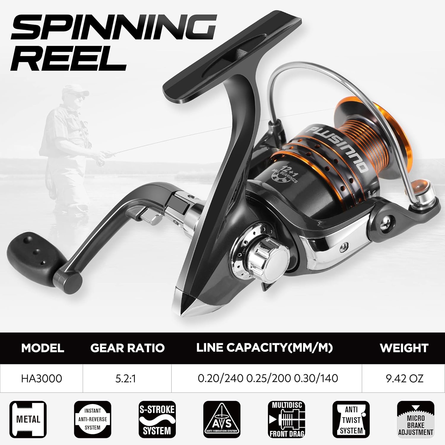 Thumbnail 4 de PLUSINNO Fishing Rod and Reel Combo (Carbon Fiber Telescopic) with Spinning Reel 12+1 Shielded Bearings