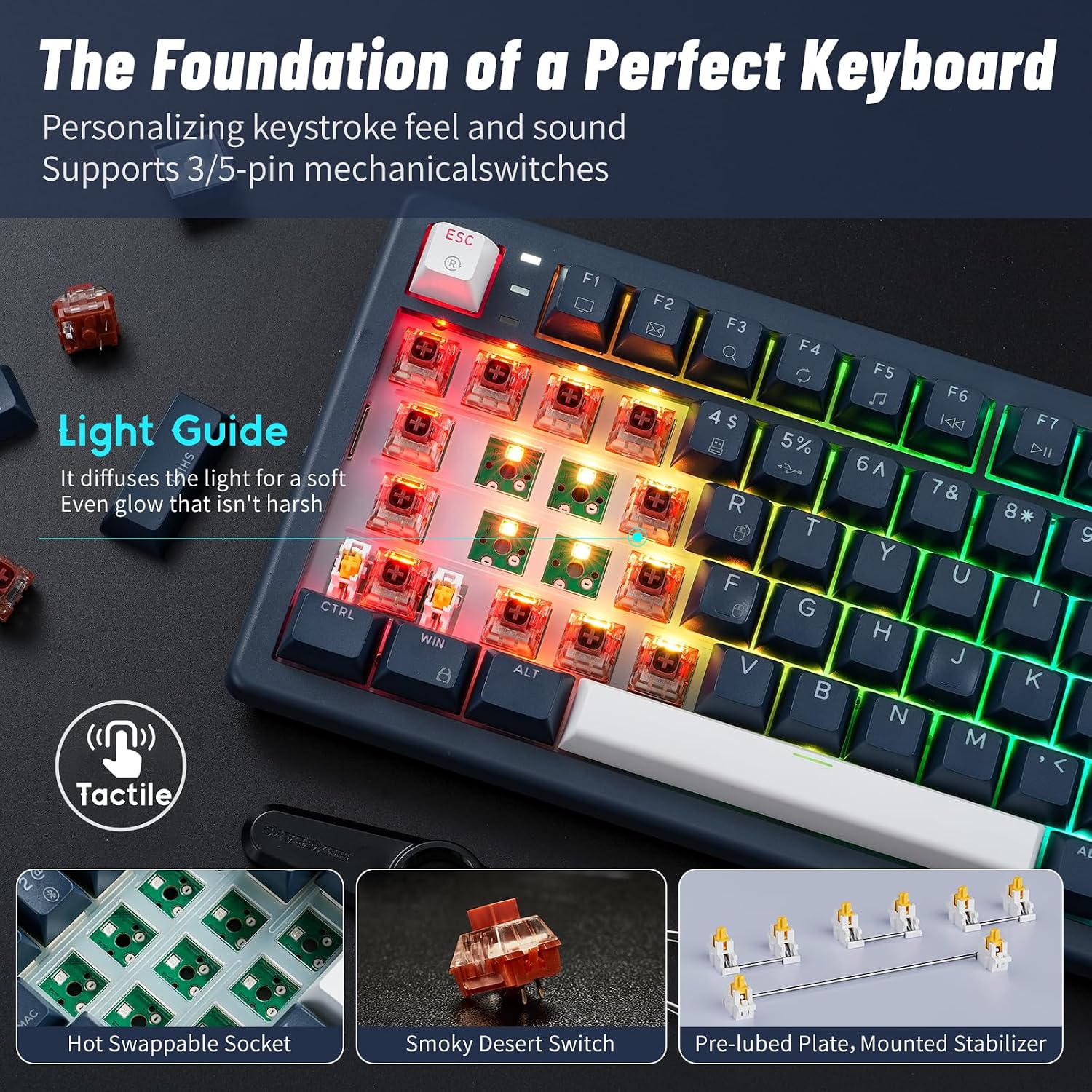 Detalle de Hexgears E4Pro 99-Key Wireless Mechanical Keyboard with Hot-Swap Switches