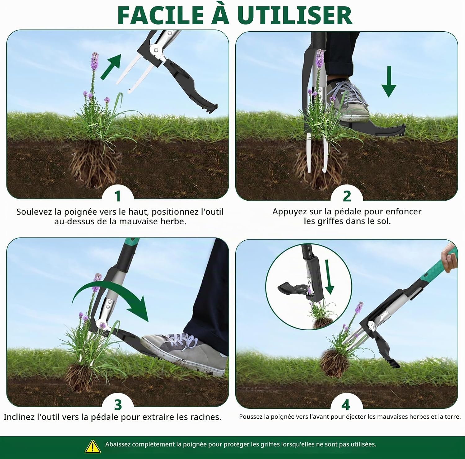 Thumbnail 6 de Ergohortus TPT0401 staande onkruidtrekker met 4 klauwen en lange steel