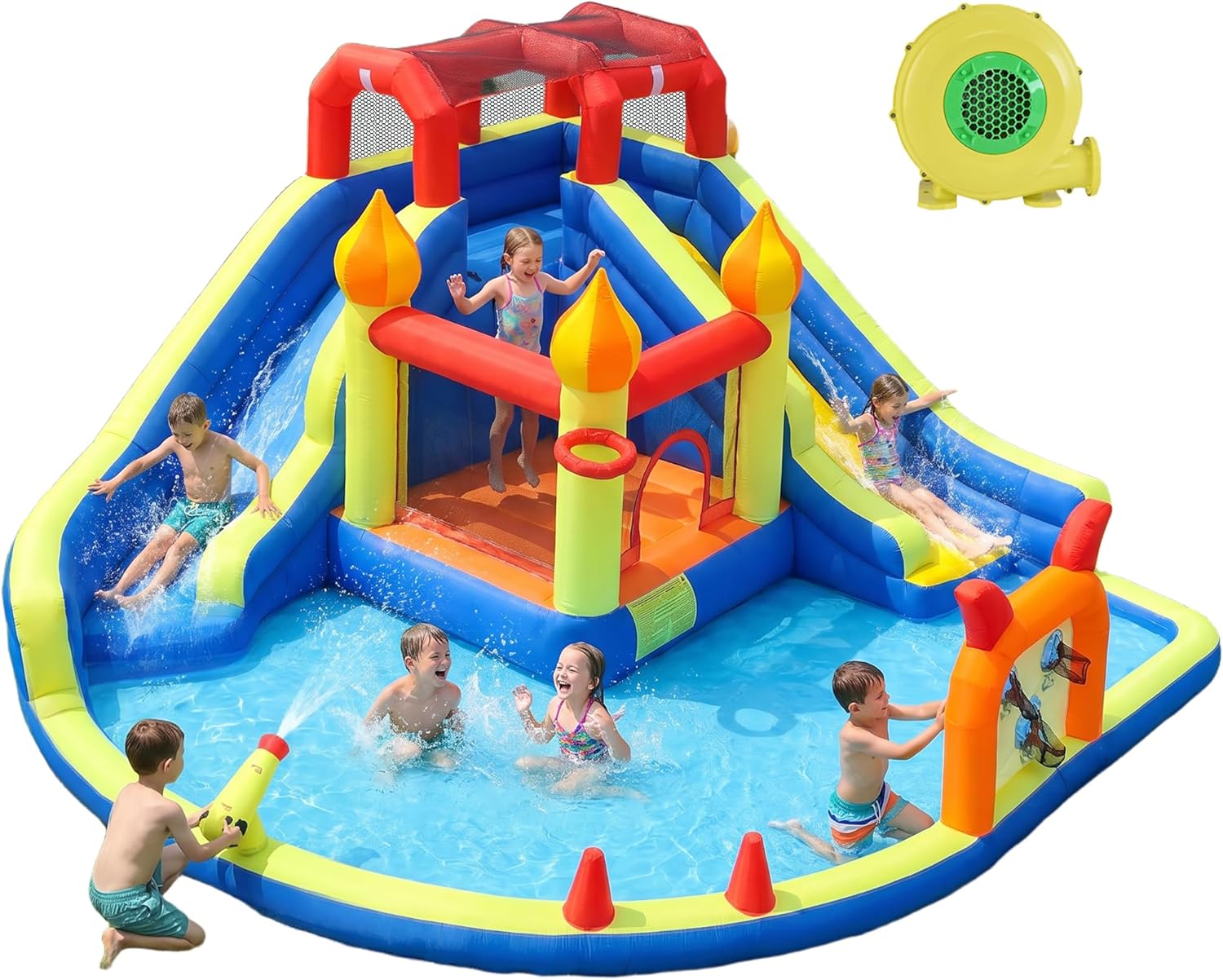 Thumbnail 5 de HIJOFUN Inflatable Bounce House with Water Slides and 550W Blower
