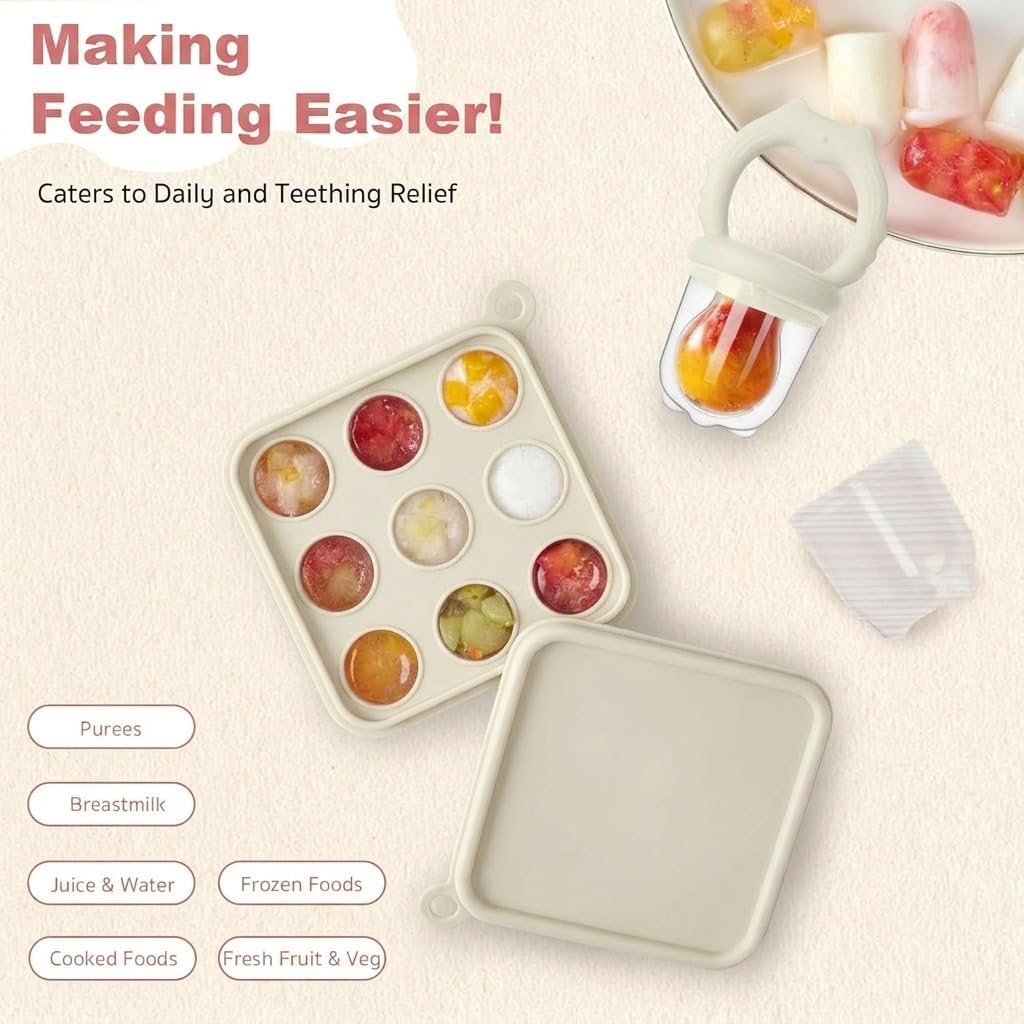 Detalle de Fruit Feeder for Babies (4M+) with Teething Dummy & Breast Milk Freezer Mold – BPA Free