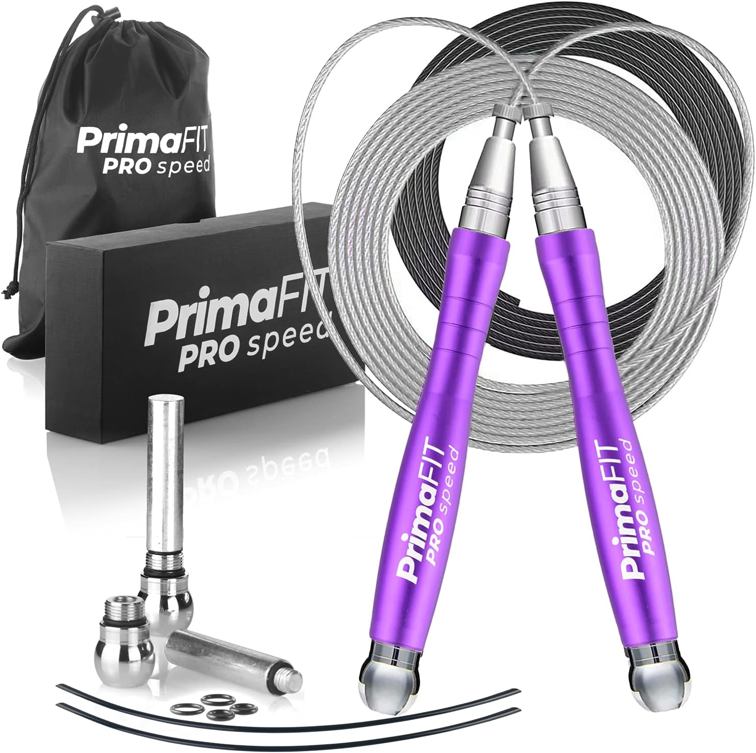 PrimaFIT Pro Speed Corde à sauter lestée réglable en aluminium (crossfit, HIIT, boxe)