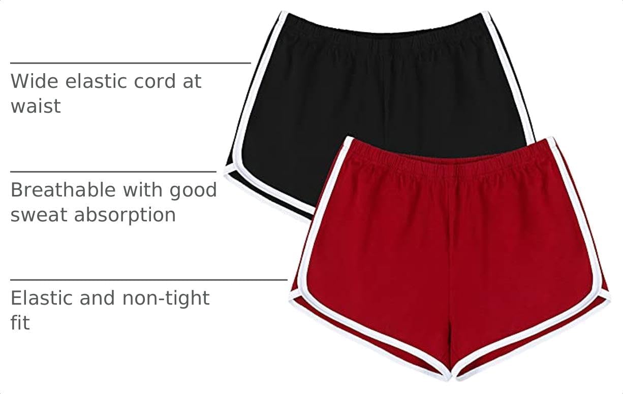 Detalle 2 de URATOT Women’s Cotton Gym Yoga Summer Elastic Shorts (Pack of 2)